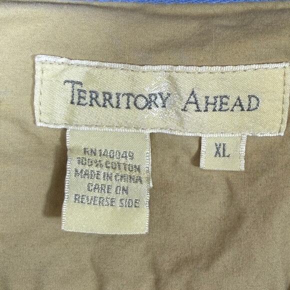 Territory Ahead Men XL Green Striped Long Sleeve Button Front Collared Shirt - Picture 3 of 6